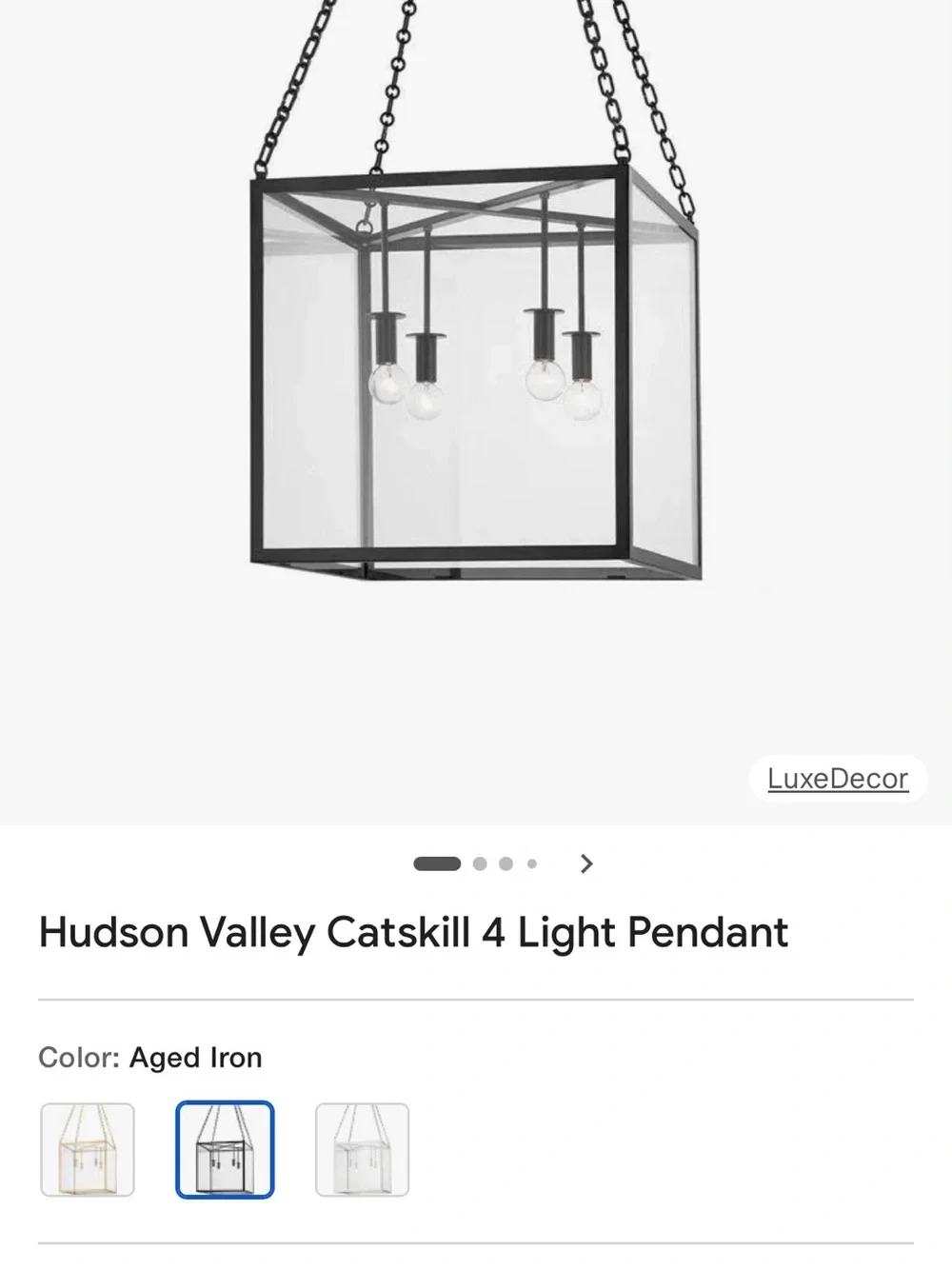 Hudson Valley Lighting Contemporary Black Glass Lantern Chandelier 18”
